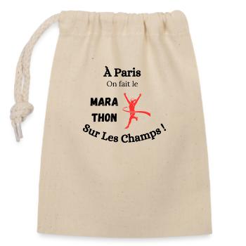 À Paris, on fait le marathon sur les Champs ! - Sac cadeau en coton avec cordon (14 x 20 cm) - nature - Devant