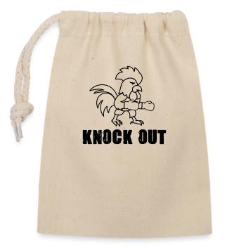 hahn boxer knock out comic - Verschließbarer Geschenkbeutel aus Baumwolle (14x20cm) - Natur - Vorne