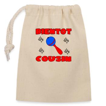 SOON COUSIN - Closable cotton gift bag (14x20cm) - nature - Front