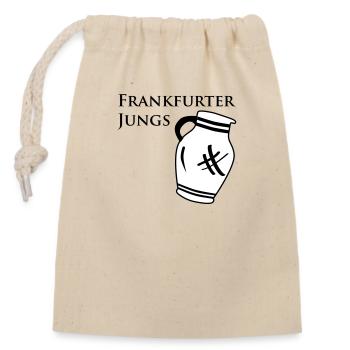 Frankfurter Jungs Bembel – Frankfurt Bembel Shop - Verschließbarer Geschenkbeutel aus Baumwolle (14x20cm) - Natur - Vorne