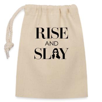 RISE and Slay Statement - Tägliche Motivation - Verschließbarer Geschenkbeutel aus Baumwolle (14x20cm) - Natur - Vorne