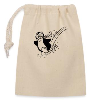 Pinguin-Spaß zum Ausmalen für Kinderbekleidung - Verschließbarer Geschenkbeutel aus Baumwolle (14x20cm) - Natur - Vorne