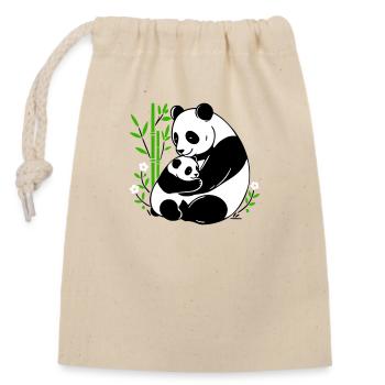 Panda tenderness - Closable cotton gift bag (14x20cm) - nature - Front