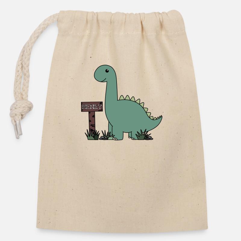 Dino Henry - Closable cotton gift bag (14x20cm) - nature