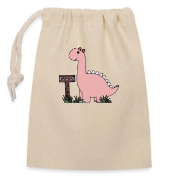 Dino Emma - Verschließbarer Geschenkbeutel aus Baumwolle (14x20cm) - Natur - Vorne