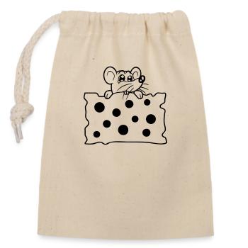 La souris mange d’énormes trous faim de fromage manger délicieux - Sac cadeau en coton avec cordon (14 x 20 cm) - nature - Devant
