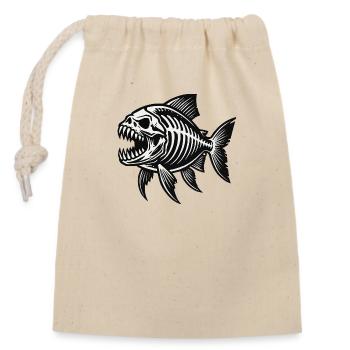 Squelette Piranha - Sac cadeau en coton avec cordon (14 x 20 cm) - nature - Devant