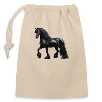Friesian horse show - Closable cotton gift bag (14x20cm) - nature - Front