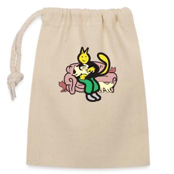 Cats person - Closable cotton gift bag (14x20cm) - nature - Front