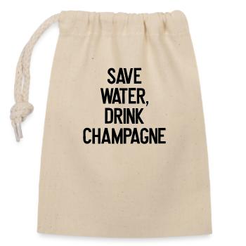 Save Water, Drink Saying - Closable cotton gift bag (14x20cm) - nature - Front