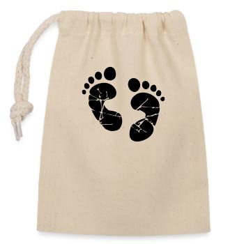 Empreinte de pieds de bébé - Sac cadeau en coton avec cordon (14 x 20 cm) - nature - Devant