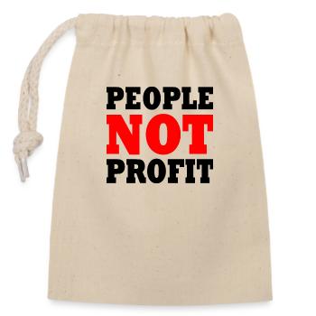 People not profit - Closable cotton gift bag (14x20cm) - nature - Front