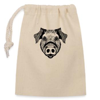 porc doux porcs porcs animaux animaux 8 - Sac cadeau en coton avec cordon (14 x 20 cm) - nature - Devant