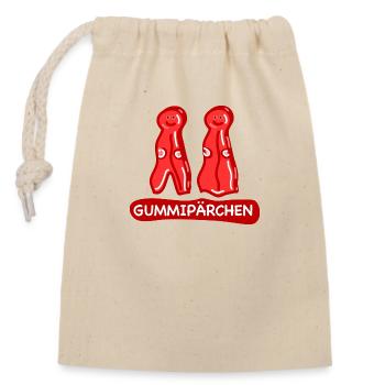 Gummipärchen Paar Liebe - Verschließbarer Geschenkbeutel aus Baumwolle (14x20cm) - Natur - Vorne