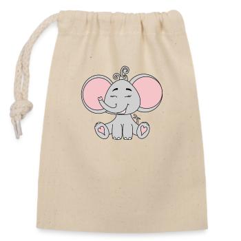 Elephant - Closable cotton gift bag (14x20cm) - nature - Front
