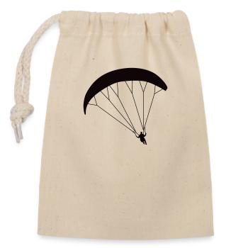 Gleitschirmflieger Siluette - Verschließbarer Geschenkbeutel aus Baumwolle (14x20cm) - Natur - Vorne