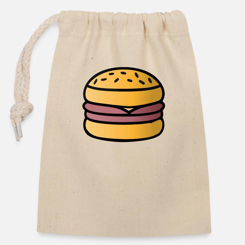 BURGER - Sac cadeau en coton avec cordon (14 x 20 cm) - nature