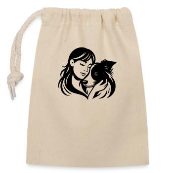 Border Collie Mom - dogmom vector design - Closable cotton gift bag (14x20cm) - nature - Front