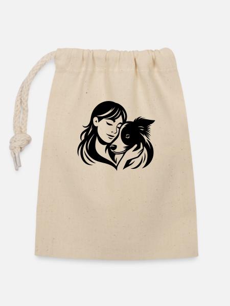 Border Collie Mom - conception vectorielle dogmom - Sac cadeau en coton avec cordon (14 x 20 cm) - nature