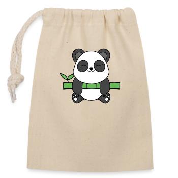 Niedlicher Panda, der an Bambus hängt - Verschließbarer Geschenkbeutel aus Baumwolle (14x20cm) - Natur - Vorne
