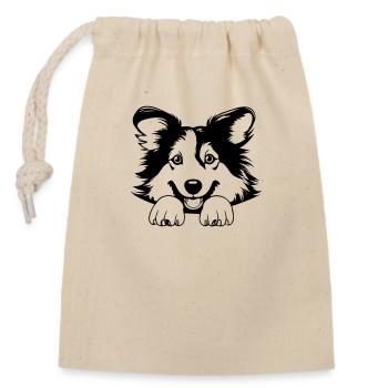 Collie - Verschließbarer Geschenkbeutel aus Baumwolle (14x20cm) - Natur - Vorne