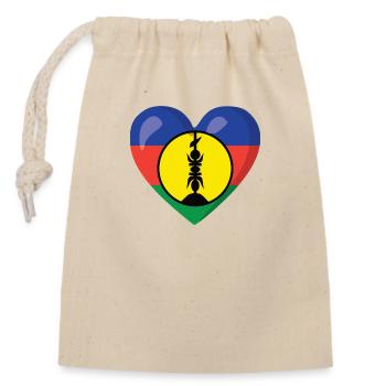 cadeau design kanak drapeau Nouvelle Calédonie - Sac cadeau en coton avec cordon (14 x 20 cm) - nature - Devant