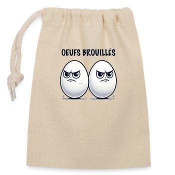 Oeufs brouillés humour - Sac cadeau en coton avec cordon (14 x 20 cm) - nature - Devant