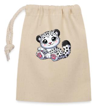 Snow leopard - Closable cotton gift bag (14x20cm) - nature - Front