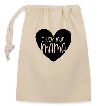 Glückliche Mama - Schwanger Muttertag Geburtstag - Verschließbarer Geschenkbeutel aus Baumwolle (14x20cm) - Natur - Vorne