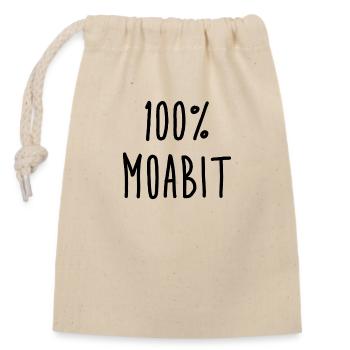 100% Moabit - Berlin - Kiez - Bezirk - Hauptstadt - Verschließbarer Geschenkbeutel aus Baumwolle (14x20cm) - Natur - Vorne