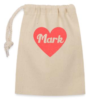 Mark Name Red Heart Love Fan Retro - Closable cotton gift bag (14x20cm) - nature - Front