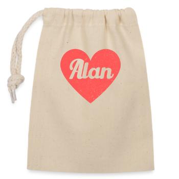 Alan Name Rotes Herz Liebe Fan Retro - Verschließbarer Geschenkbeutel aus Baumwolle (14x20cm) - Natur - Vorne