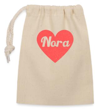 Nora Name Rotes Herz Liebe Fan Retro - Verschließbarer Geschenkbeutel aus Baumwolle (14x20cm) - Natur - Vorne