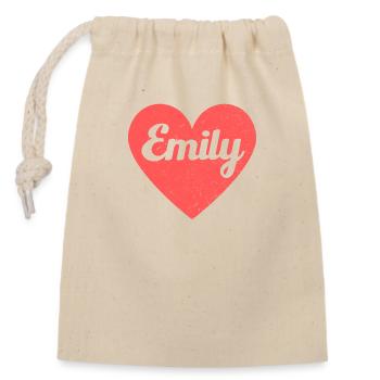 Emily Name Red Heart Love Fan Retro - Closable cotton gift bag (14x20cm) - nature - Front