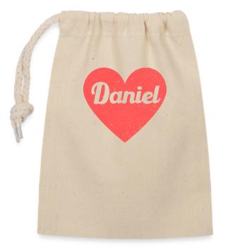 Daniel Nom Coeur Rouge Amour Fan Rétro - Sac cadeau en coton avec cordon (14 x 20 cm) - nature - Devant