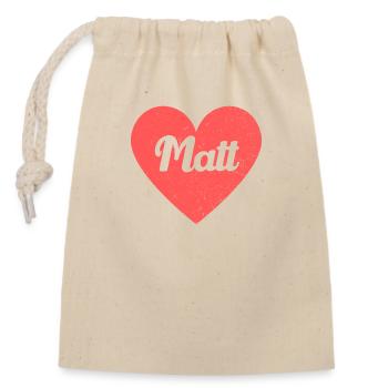 Matt Name Red Heart Love Fan Retro - Closable cotton gift bag (14x20cm) - nature - Front
