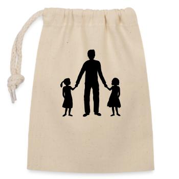 2 Daughters Papa Team - Closable cotton gift bag (14x20cm) - nature - Front