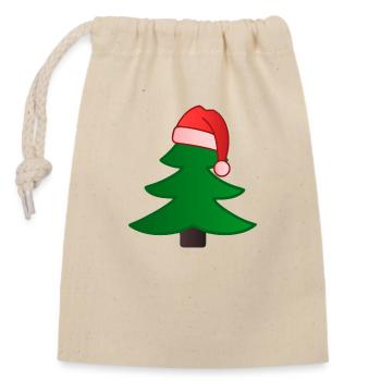 Christmas tree - Closable cotton gift bag (14x20cm) - nature - Front