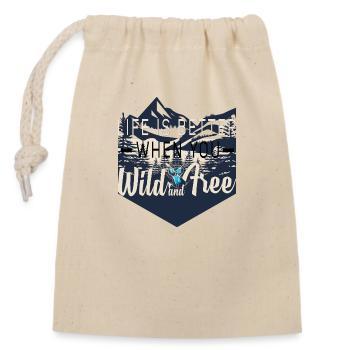 Wilderness, Wild and Free - Closable cotton gift bag (14x20cm) - nature - Front
