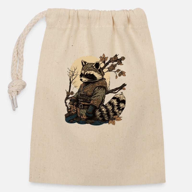 baka racoon 2 - Sac cadeau en coton avec cordon (14 x 20 cm) - nature
