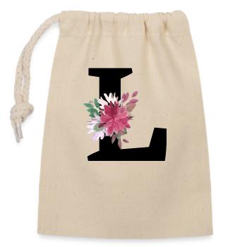 Letter l floral - Closable cotton gift bag (14x20cm) - nature - Front
