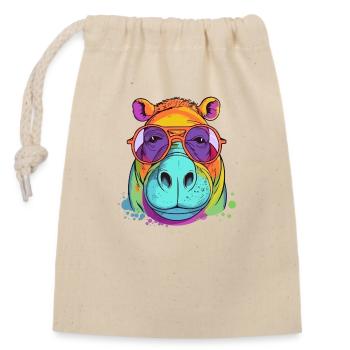 Harry the hippopotamus - Closable cotton gift bag (14x20cm) - nature - Front