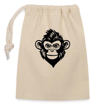 Monkey - Closable cotton gift bag (14x20cm) - nature - Front