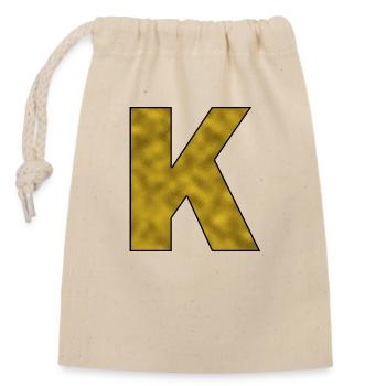 Letter K Gold - Closable cotton gift bag (14x20cm) - nature - Front