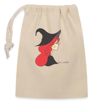 Schöne Hexe - Verschließbarer Geschenkbeutel aus Baumwolle (14x20cm) - Natur - Vorne