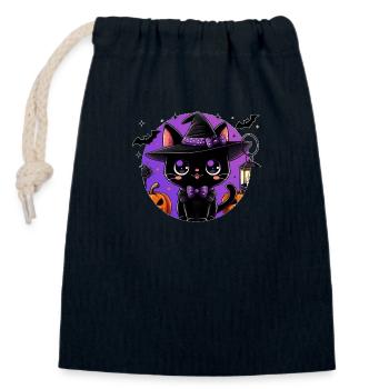 Cute kitten halloween v2 - Closable cotton gift bag (14x20cm) - navy - Front