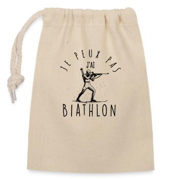 Je peux pas, j'ai Biathlon - Sac cadeau en coton avec cordon (14 x 20 cm) - nature - Devant