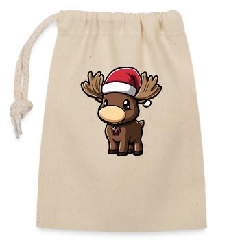 Moose Christmas - Closable cotton gift bag (14x20cm) - nature - Front