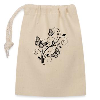 Schmetterling Ornament - Verschließbarer Geschenkbeutel aus Baumwolle (14x20cm) - Natur - Vorne