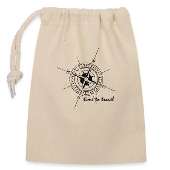 Compas time to travel noir - Sac cadeau en coton avec cordon (14 x 20 cm) - nature - Devant